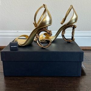 Dolce & Gabbana Gold Monogram Sandals